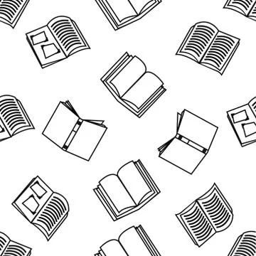 Open books with outline Seamless pattern Illustrazione stock