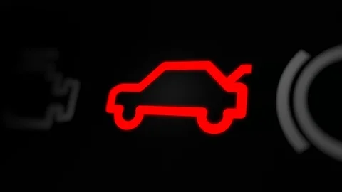 Open Boot Lid  Warning Light on Car Dashboard Stock Footage 117912456