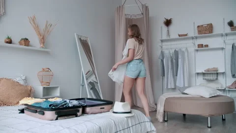 Open Borders, Pack Things, Happy Vacation, Booking Hotel. Stock Footage 140812263