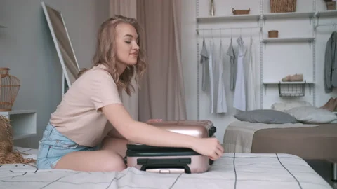 Open Borders, Pack Things, Happy Vacation, Booking Hotel. Stock Footage 140818084