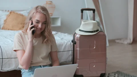 Open Borders, Pack Things, Happy Vacation, Booking Hotel. Stock Footage 140821555