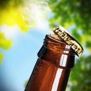 Open bottle of beer Fotos de archivo