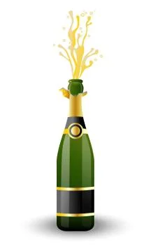 Open bottle of champagne on a white background Stock Illustration