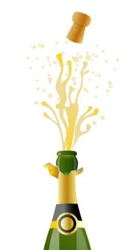 Open bottle of champagne on a white background Stock Illustration