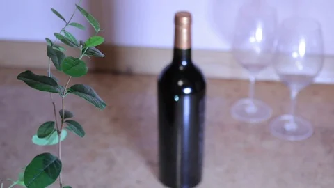 Open a bottle of wine on the floor Stock Footage 86335254