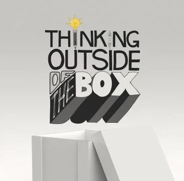 Open box 3d and design word thinking outside of the box as concept Stock Illustration