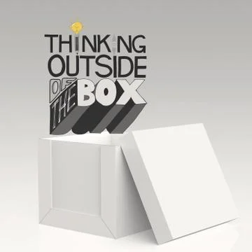 Open box 3d and design word thinking outside of the box as concept Иллюстрация