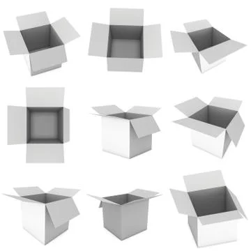 Open box 3d set Stock Illustration