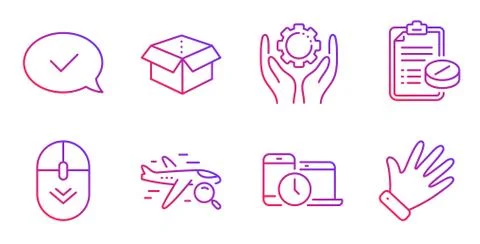 Open box, Approved message and Medical prescription icons set. Vector 스톡 일러스트