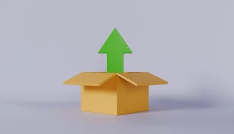 Open Box with Arrow icon 3d illustration Stock Photos