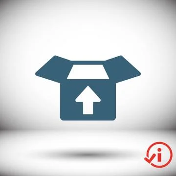 Open box with arrow icon stock vector illustration flat design Stockillustratie