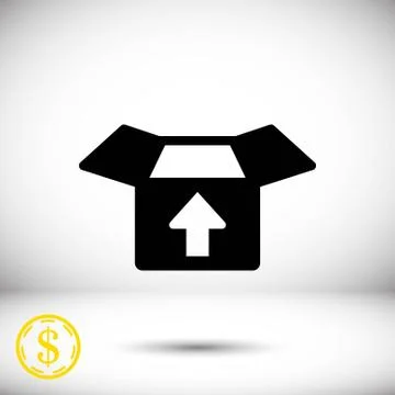 Open box with arrow icon stock vector illustration flat design 스톡 일러스트