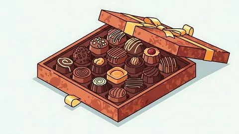 Open box of assorted chocolates Stock Illustration