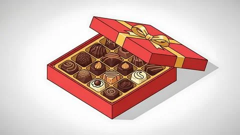 Open box of assorted chocolates Illustrazione stock