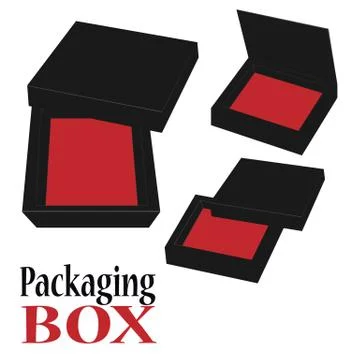 Open Box For Candy Or Your Idea. Set of Black Boxes on White Background Stock Illustration