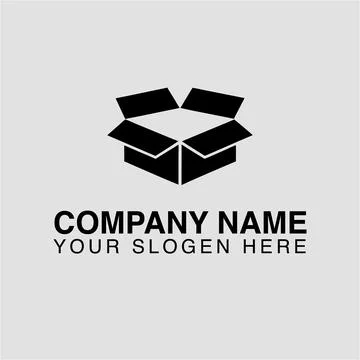 Open box delivery logo design for shipping packaging and storage company brand Stock Illustration