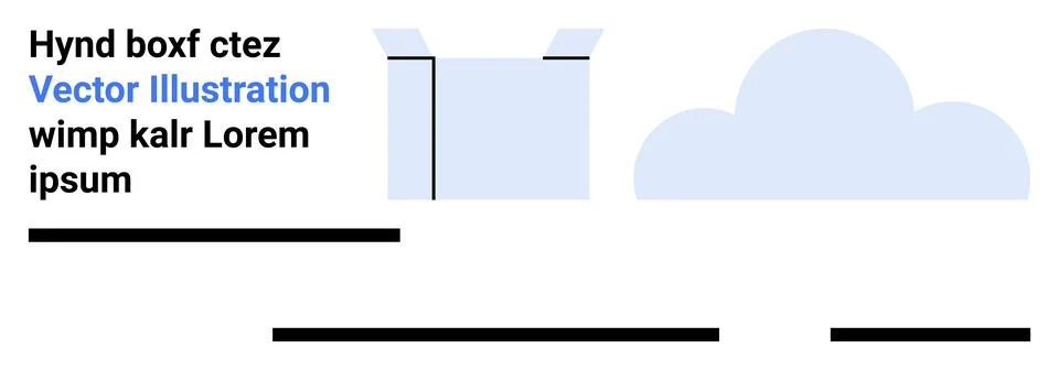 Open box with flaps, blue cloud shape, black text, and horizontal lines. Idea Stockillustratie