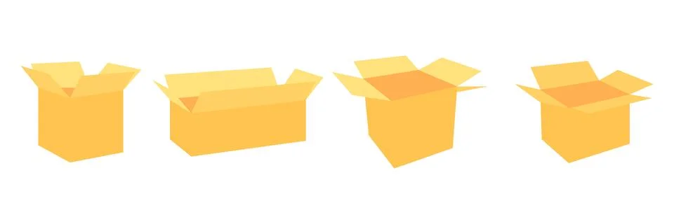 Open box flat icon set vector  on white background Stock-Illustration