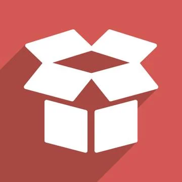 Open Box Flat Long Shadow Square Icon Illustrazione stock