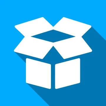 Open Box Flat Long Shadow Square Icon Illustrazione stock