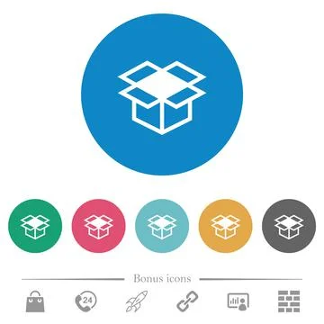 Open box flat round icons Stock Illustration