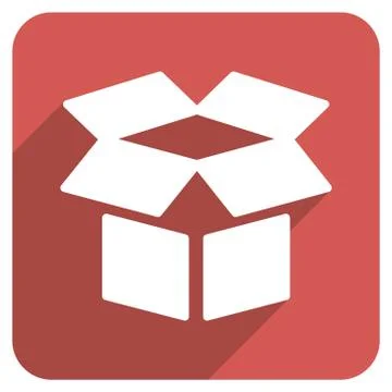 Open Box Flat Rounded Square Icon with Long Shadow Stock Illustration