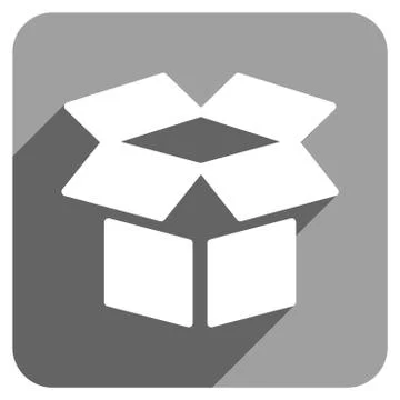 Open Box Flat Square Icon with Long Shadow Illustrazione stock