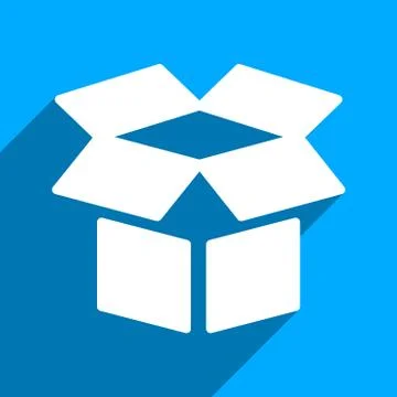 Open Box Flat Square Icon with Long Shadow Illustrazione stock