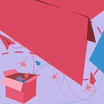 Open Box With Flying Paper Planes Presenting New Free Ideas. Exposed Crate Stock Illustration