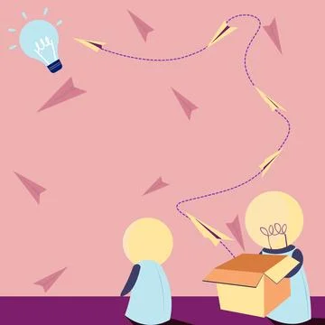 Open Box With Flying Paper Planes Presenting New Free Ideas. Exposed Crate Illustrazione stock
