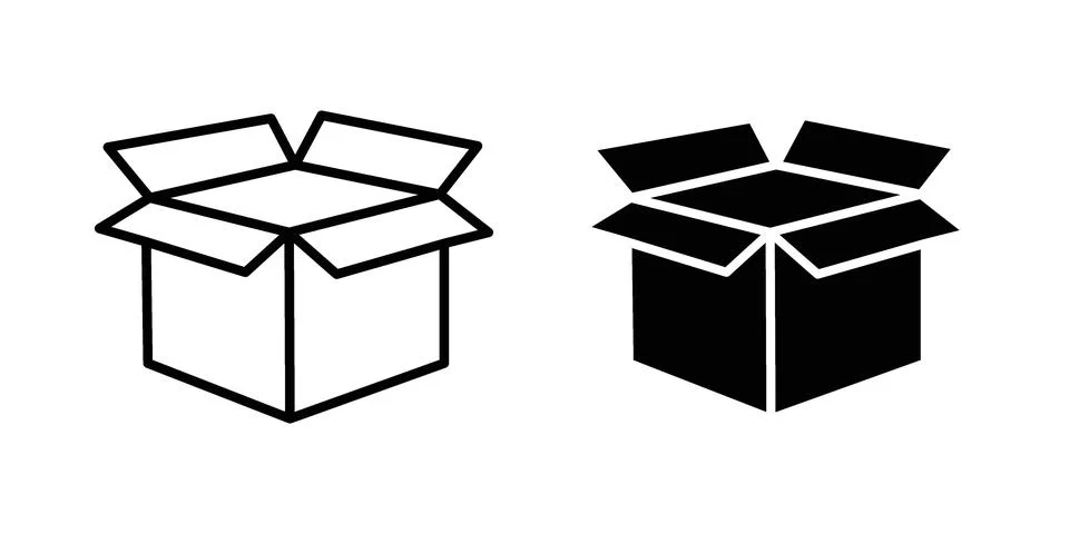 Open box icon. Outline, flat icons 스톡 일러스트
