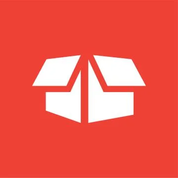 Open Box Icon On Red Background. Red Flat Style Vector Illustration イラスト素材