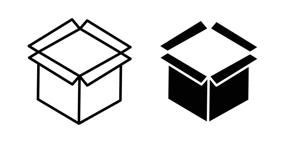 Open box icon set modern line and solid style collection. Illustration