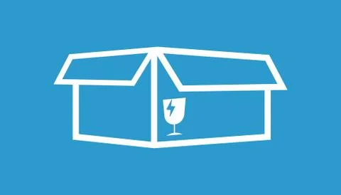 Open box icon. Shipping pack flat vector illustration on blue background. 스톡 일러스트
