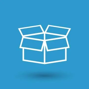 Open box icon. Shipping pack flat vector illustration on blue background. 库存插图