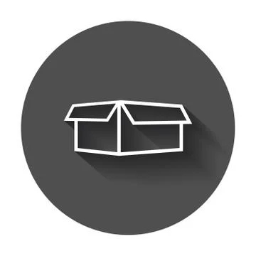 Open box icon. Shipping pack flat vector illustration with long shadow. イラスト素材
