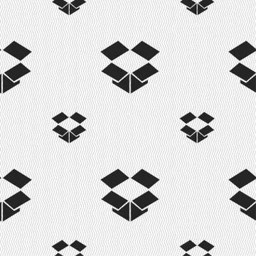 Open box icon sign. Seamless pattern with geometric texture. イラスト素材