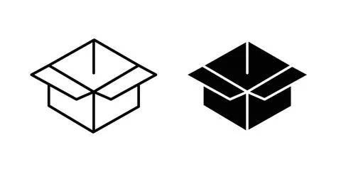 Open box icon symbol, outline icons 스톡 일러스트