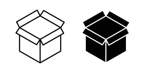 Open box icon symbol. Vector illustration pack in black color. Stock Illustration
