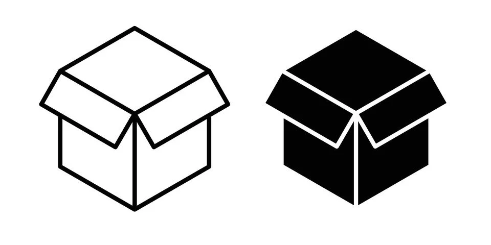 Open box icon thin line and clipart style vector set Stockillustratie