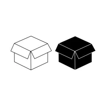 Open box icons for packaging or delivery and shipping, open package, unbox in 库存插图
