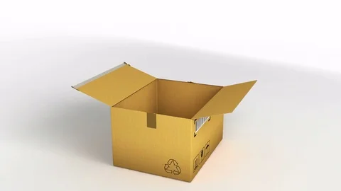 Open box isolated on white. 3d animation Stock Footage 72063216