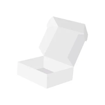 Open box with lid isolated on white background. Vector illustration Illustrazione stock