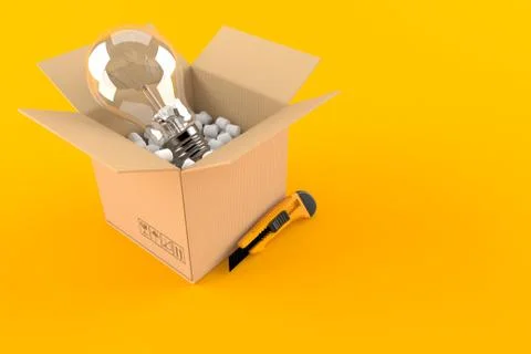 Open box with Light bulb concept 库存插图