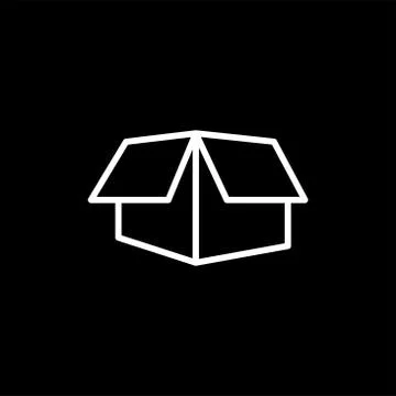 Open Box Line Icon On Black Background. Black Flat Style Vector Illustration Stock Illustration