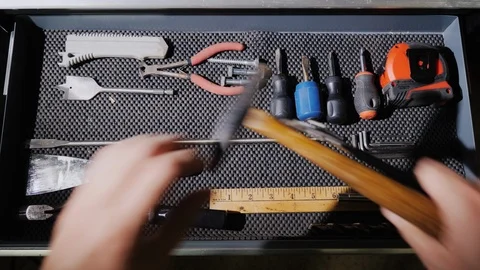Open the box with locksmith tools. Own workshop concept Video stock 87911690