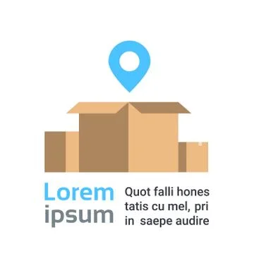 Open Box With Map Pointer Over White Background With Copy Space Fast Delivery Stock Illustration