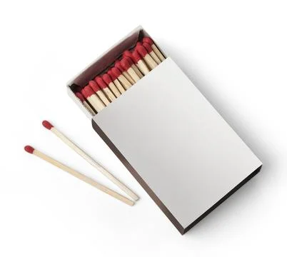 Open Box of Matches With Copy Space Isolated on White Background.with clipp.. Stock Photos