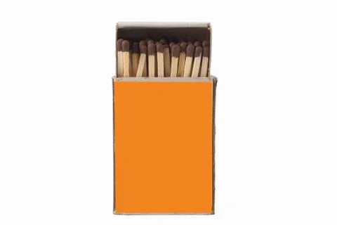 Open box of matches. on a white background close-up. Stock Photos