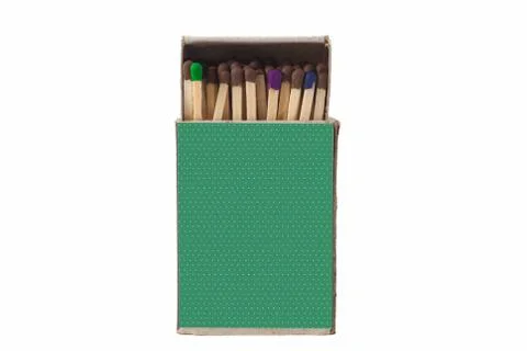 Open box of matches. on a white background close-up. Stock Photos